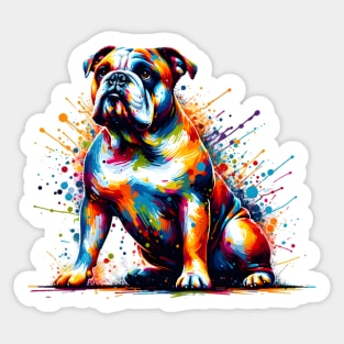 Colorful American Bulldog in Abstract Splash Art Style Sticker